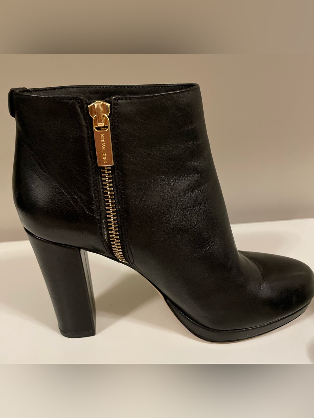 Michael Kors Classic Black Women's Leather Ankle Boots with Side Zip